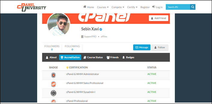 Cpanel University- Sebin Xavier 