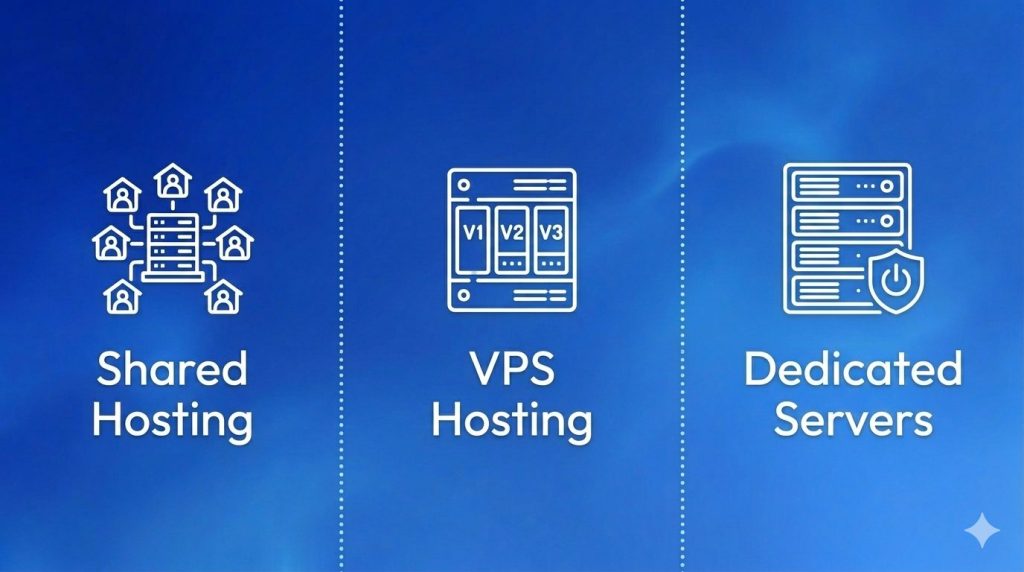 Shared Hosting vs VPS Hosting vs Dedicated Servers
